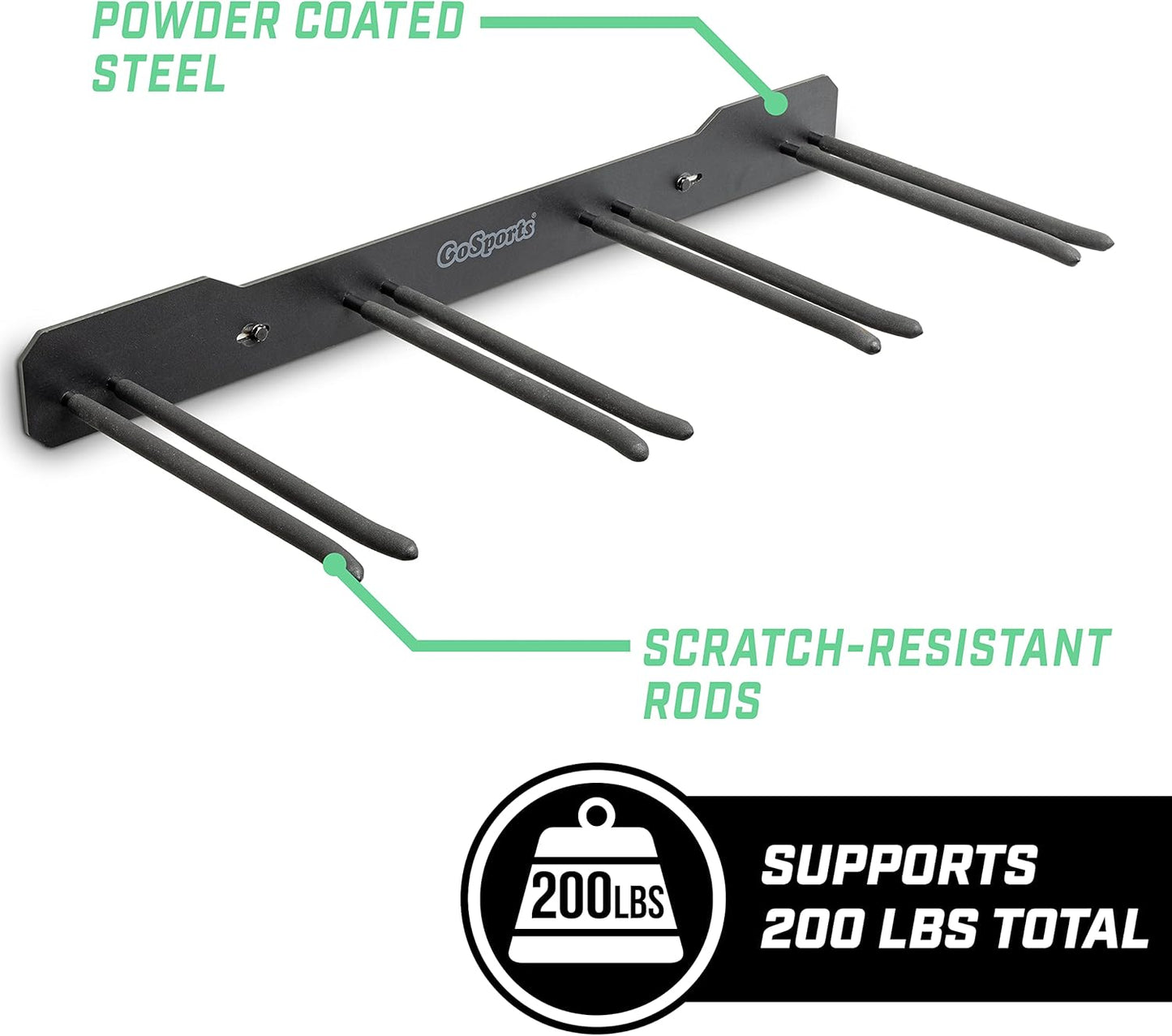 GoSports Wall Mounted Ski and Snowboard Storage Rack - 2 or 8 Ski Sizes