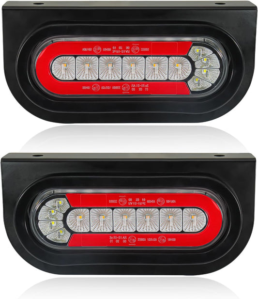 Agrieyes Trailer Lights with Bracket, Oval LED Trailer Lights with Sequential Turn Signal, Tail, Brake, Reverse, Submersible Boat Trailer Light kit for Trucks, Tractor, Utility Trailer, RV, Caravan
