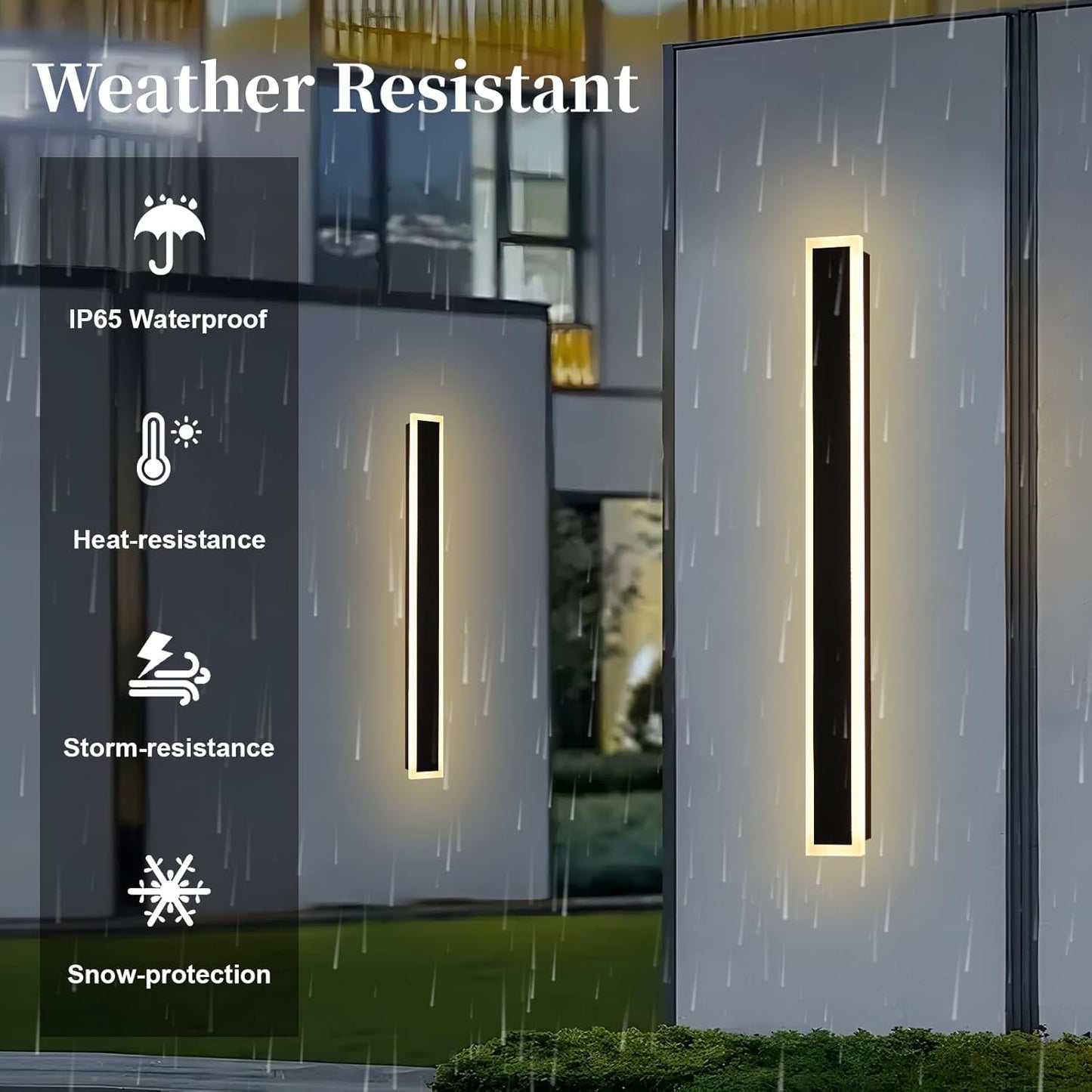 2 Pack Modern Outdoor Wall Lights for Patio,48 inch Long Outdoor LED Wall Lights,Dimmable LED Long Linear Exterior Lighting,Outside Linear Wall Light for Front Door,Garage,Enterway