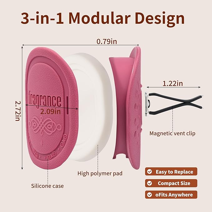 Light Scent Version, Car Air Freshener, Car Diffuser, Made from Natural Essential Oils, Slow Emission & Long Lasting, Refresh & Air Purifying, Non-toxic, Replaceable, SDS/SGS Certified