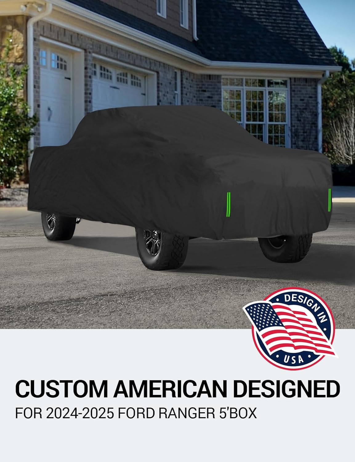 Proadsy 2025 Upgrade Car Cover Custom Fit for 2024 2025 Ford Ranger 5'Box, Waterproof All Weather for Automobiles, Full Exterior Cover Rain Snow Sun Protector Indoor Outdoor Car Cover