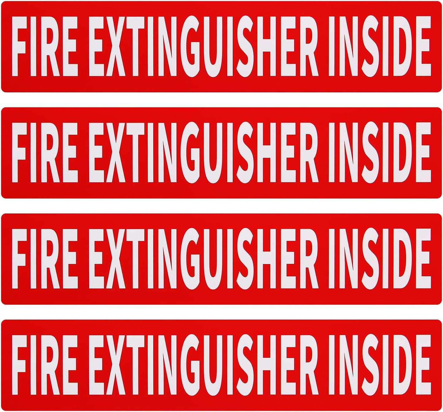 Madrigal Fire Extinguisher Inside Sticker Sign,4Pack 12x2.5" Self-Adhesive Vinyl, Weatherproof & UV Protected for Cars, Trailers, Rv's, Trucks and Vehicles, Red on White