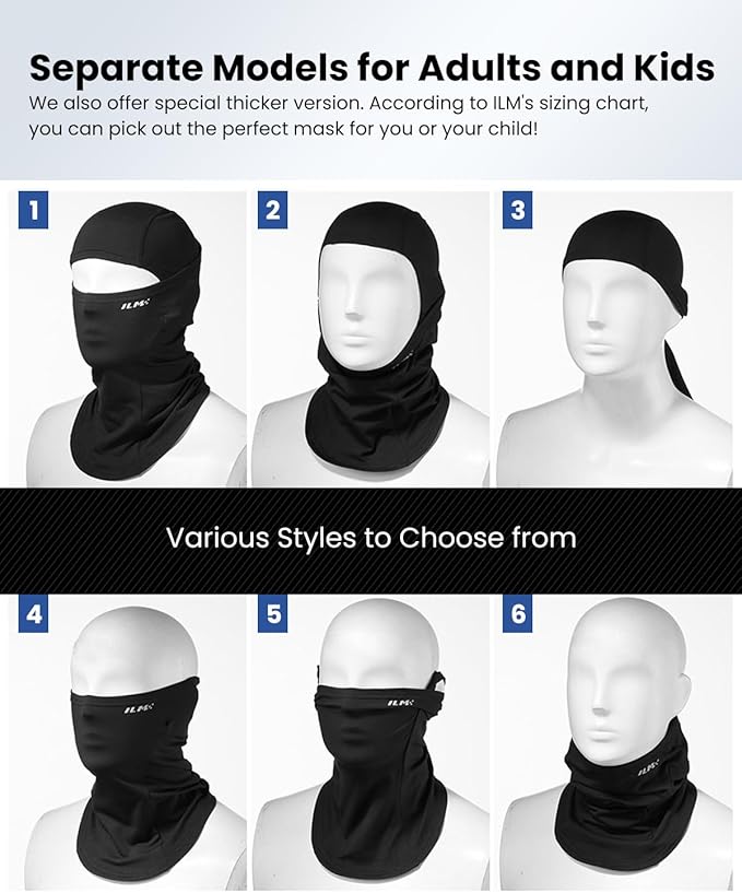 ILM Motorcycle Balaclava Face Mask Adult Youth for Ski Model FM01