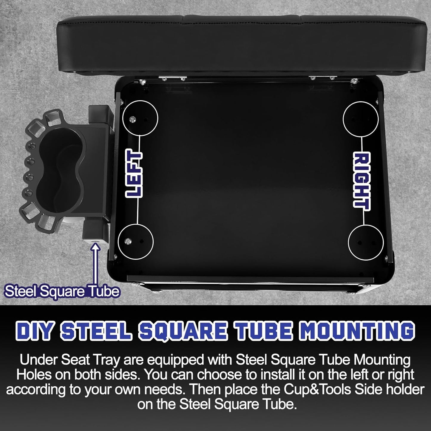 Rolling Mechanic Shop Stool with Wheels, Garage Mechanics Stool with 2 Layer Repair Tools Tray, Padded 360° Swivel Automotive Roller Creeper Seat Shop Chair, Heavy Duty, 330 LBS Capacity, Black