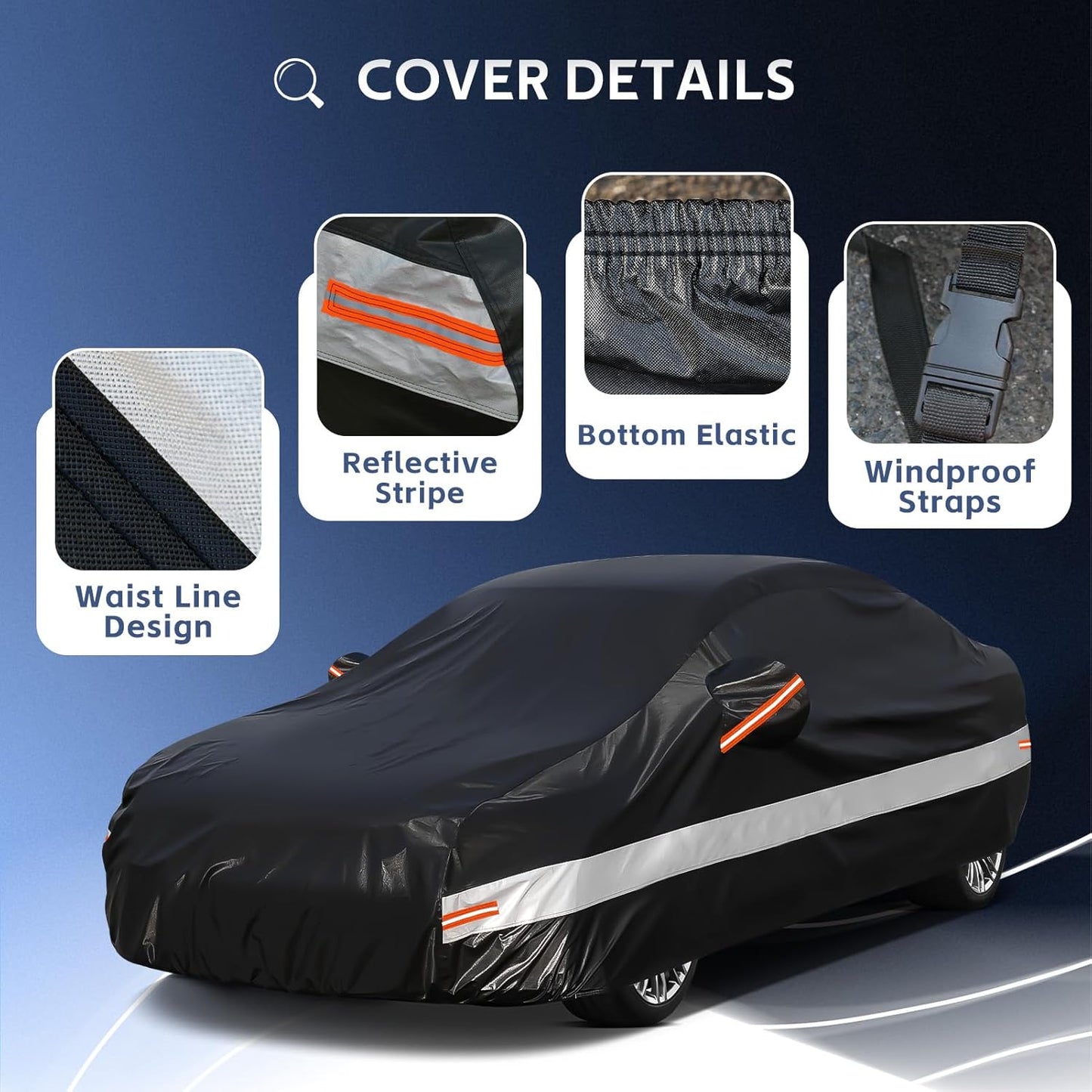 10 Layers Car Cover Custom Fit for Honda Civic Sedan (1991-2024) Waterproof All Weather for Automobiles, Outdoor Full Cover Sun UV Rain Protection with Cotton.Black