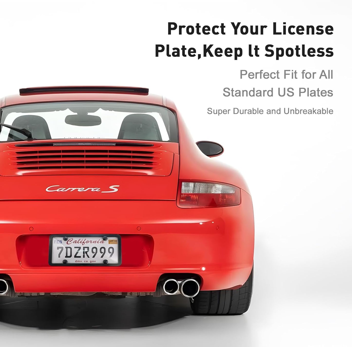 Transparent License Plate Cover and Frames, 2Pack Grey Clear Front and Rear License Plate Holder with Screws & Caps, Unbreakable Car Licence Plate Frame, Universal Fit for Most US Plates