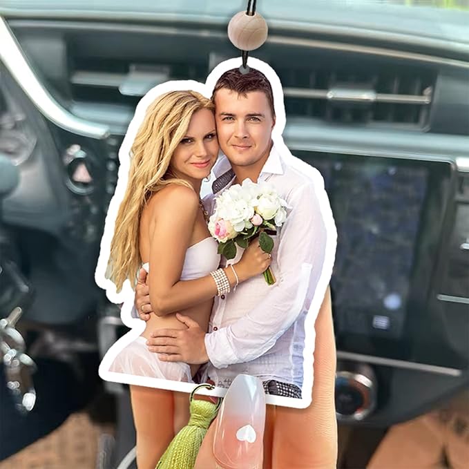 Personalized Air Freshener with Your Photo Custom Air Freshener for Car with Tassel for Wedding Christmas Birthday Anniversary Funny Gift Car Hanging Ornaments Multiple