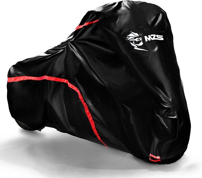 MZS Motorcycle Cover Waterproof Outdoo, All Season Weather Protection Touring Cover Storage fit up to 104 inch Compatible with Road Glide Electra Street Glide Road King Softail Vrod Night Rod