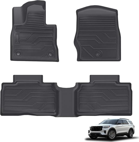 KARPAL Floor Mats Fit for 2020-2026 Ford Explorer 6 & 7 Seats, 3D Custom Fit 1st & 2nd Row Liner, TPE All Weather Floor Liners for Explorer Active/ST-Line/ST/Platinum/XLT