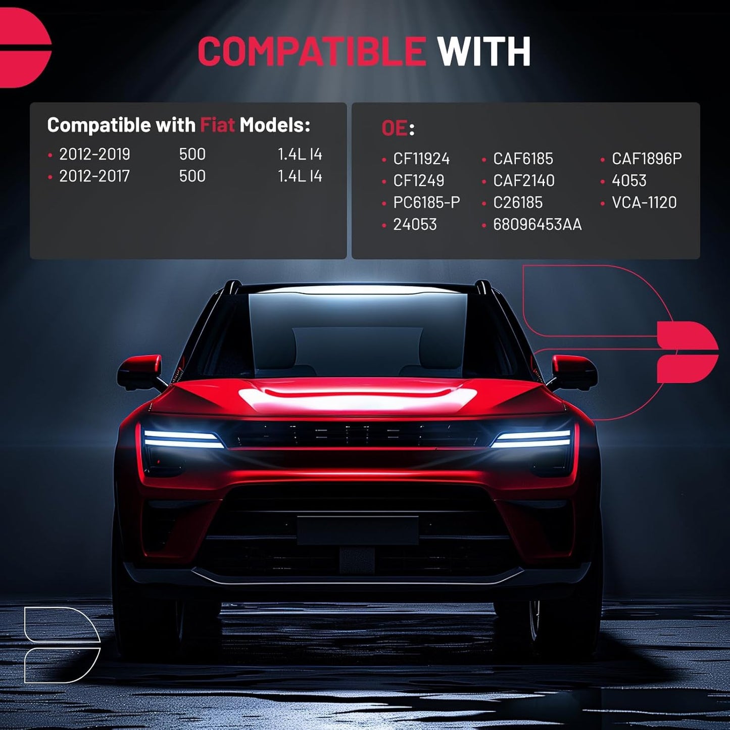 BDFHYK CF11924 Cabin Air Filter with Activated Carbon Compatible with Fiat 2012-2019 500 1.4L l4, 2012-2017 500 1.4L l4, Replace# CAF6185, CAF1896P, CF1249, CAF2140