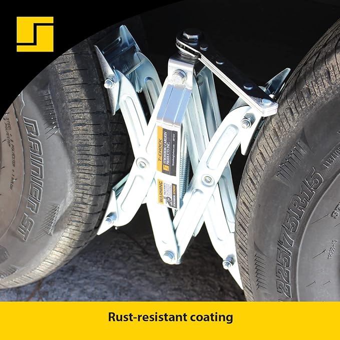 Stromberg Carlson JBP-T217.2 Tandem Axle T-Chock - Heavy Duty RV Wheel Chocks & Tire Stabilizers - Camper Wheel Chock Scissor Stabilizers for RVs, Trailers, and Campers- Fits Tires 2"-17" Apart 2-Pack