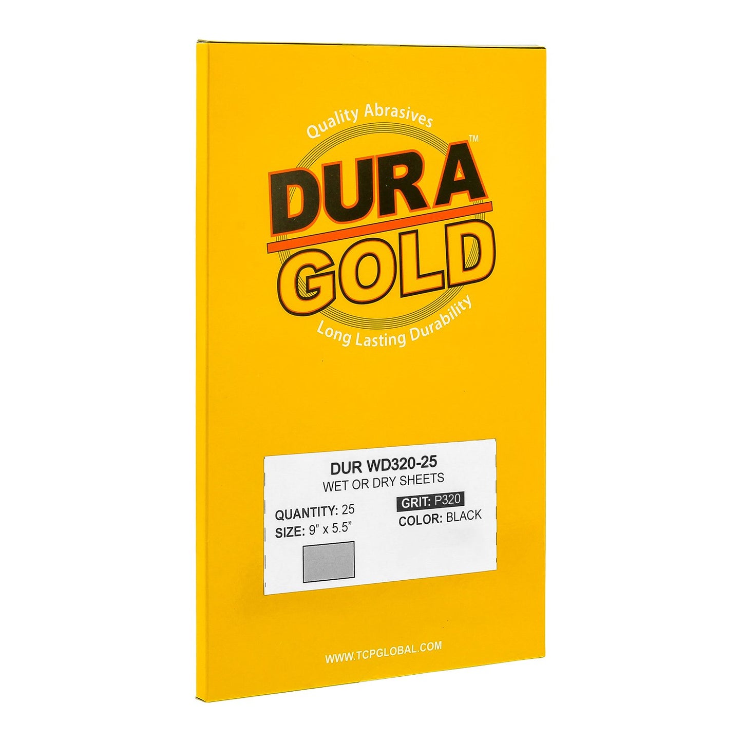 Dura-Gold Premium 320 Grit Wet or Dry Sandpaper Sheets, 5-1/2" x 9", Box of 25 - Fine-Cut Sanding, Detailing, Polishing Automotive, Woodworking Wood Furniture, Metal Finishing, Hand Sand Block Sander