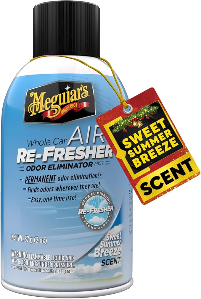 Meguiar's Whole Car Air Refresher, Odor Eliminator Spray Eliminates Strong Vehicle Odors, Summer Breeze 2 Oz Spray Bottle