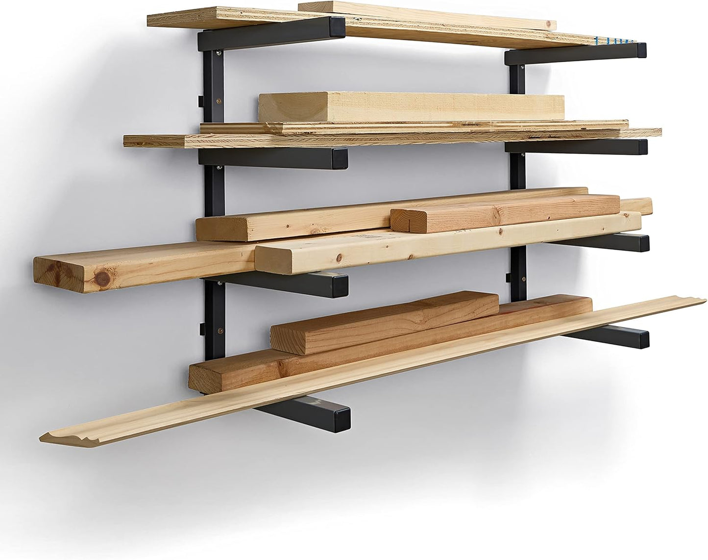 Bora Wood Organizer and Lumber Storage Metal Rack with Portamate PM-5093 Tri Function Pedestal Roller