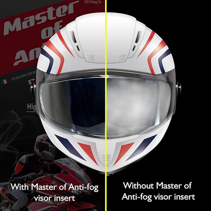 XII WY Motorcycle Full Face Helmet Shield Insert - Photochromic Anti-Fog Film, Transitional Visor, Clear to Indigo Tint, Sun-Responsive, Transparent Indoors