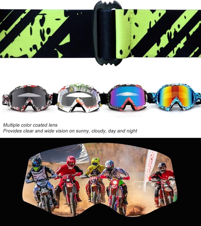 SPOSUNE Dirt Bike ATV Goggles UV400 Motorcycle Goggles for Men Women Youth Motocross Riding Goggles Windproof Dustproof