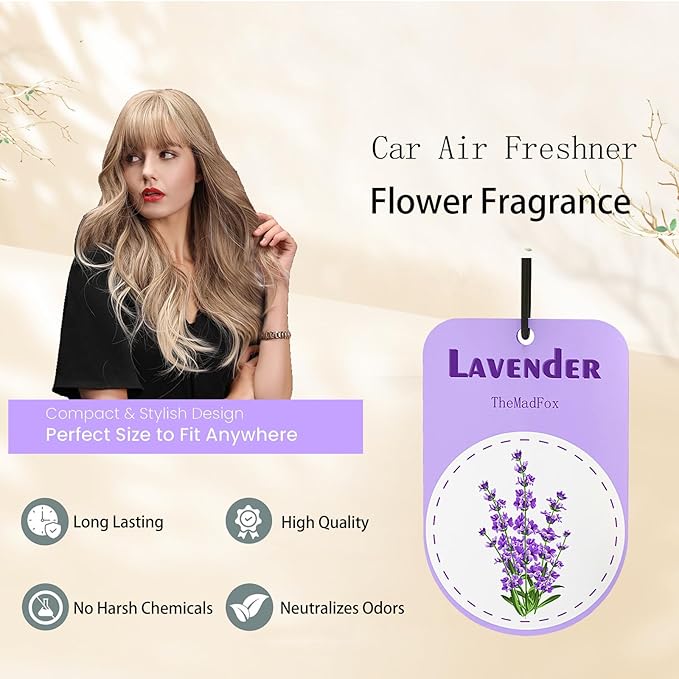 12 Pcs Car Air Fresheners Hanging Paper Plants，Long-Lasting Freshener Scents Lavender Rose Gardenia，Decoration Decal Accessories For Home or Car
