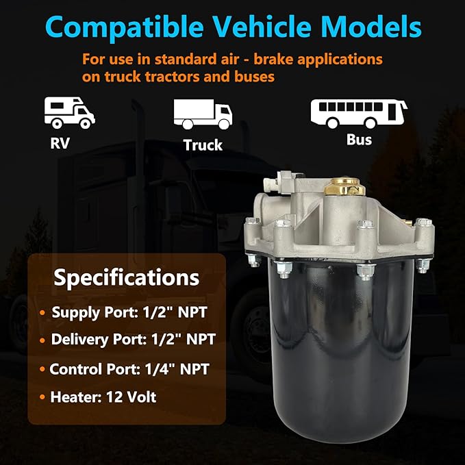 065225 AD9 Air Dryer Assembly 12V with Desiccant Cartridge Kit Fit for Volvo Mack Trucks
