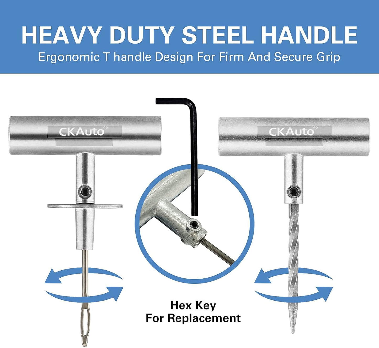 CKAuto Universal Tire Repair Kit, Heavy Duty Car Emergency Tool Kit for Flat Tire Puncture Repair, 36 Pcs Value Pack, Tire Plug Kit fit for Autos, Cars, Motorcycles, Trucks, RVs, etc.