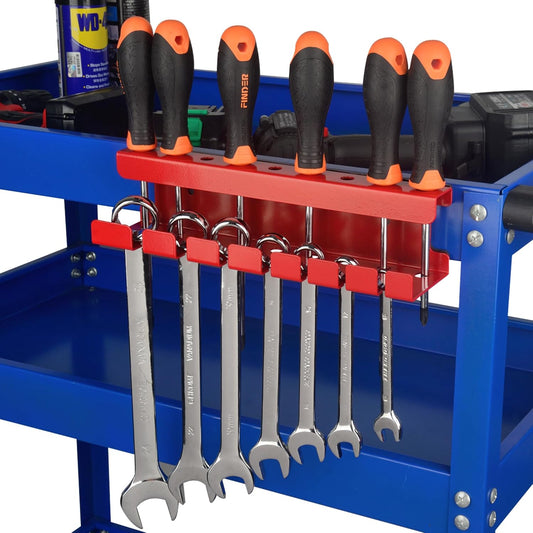 ULIBERMAGNET Magnetic Wrench Holder,Heavy Duty Red Magnetic Screwdriver Holder,Wrench Screwdriver Shear Organizer Rack Magnetic Mount Multiple Tools Rack for Garage,Tool Cart,Pegboards,Workbench