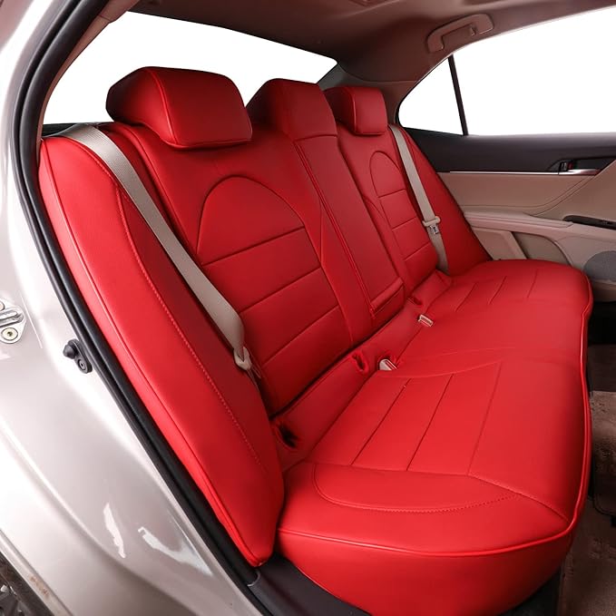 EKR Camry Seat Covers for Toyota Camry SE,LE 2025 2026 Waterproof Leather Car Seat Cover Full Set for Trucks SUV-Faux Leather (Red)