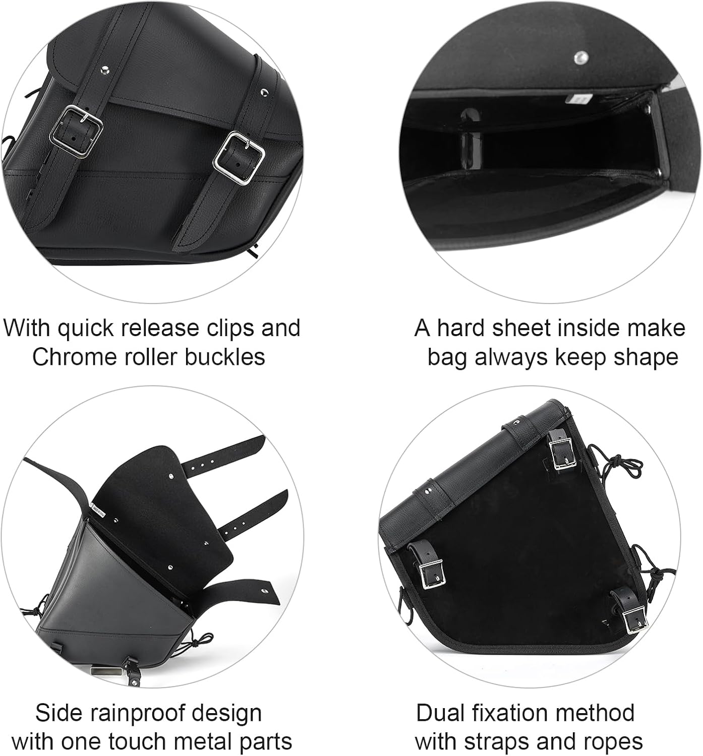 GARGOYLE BELLS Motorcycle Saddle Bags Solo Swing Arm Bag For Sportster Softail PVC Waterproof Motorcycle Luggage Bags for Motorcycle or Bike (Left Side, Black PVC)