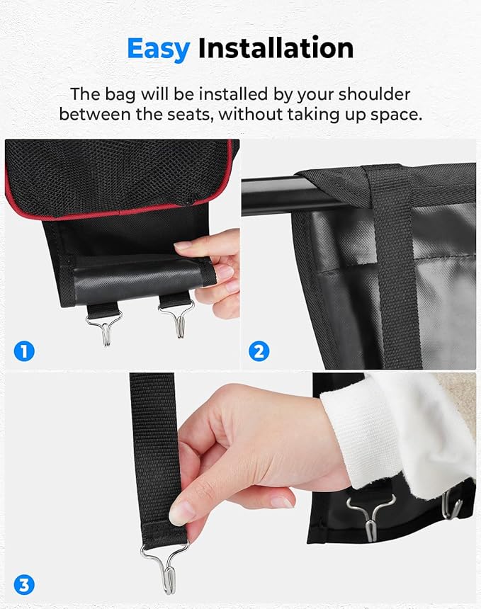 KEMIMOTO Center Storage Bag Compatible with Polaris RZR XP 1000 Turbo S 900 570 800 2014-2021 2022 2023 Accessories UTV Storage Bag 1680D High-Density with Multiple Pockets and Easy Install Red