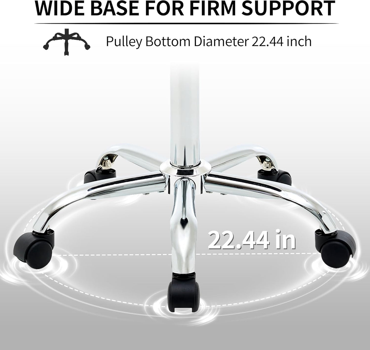 Adjustable Office Stool with Wheels 19.5’’-26.6’’, Brown Thick Cushion Backless Rolling Chair (Coffee Brown)