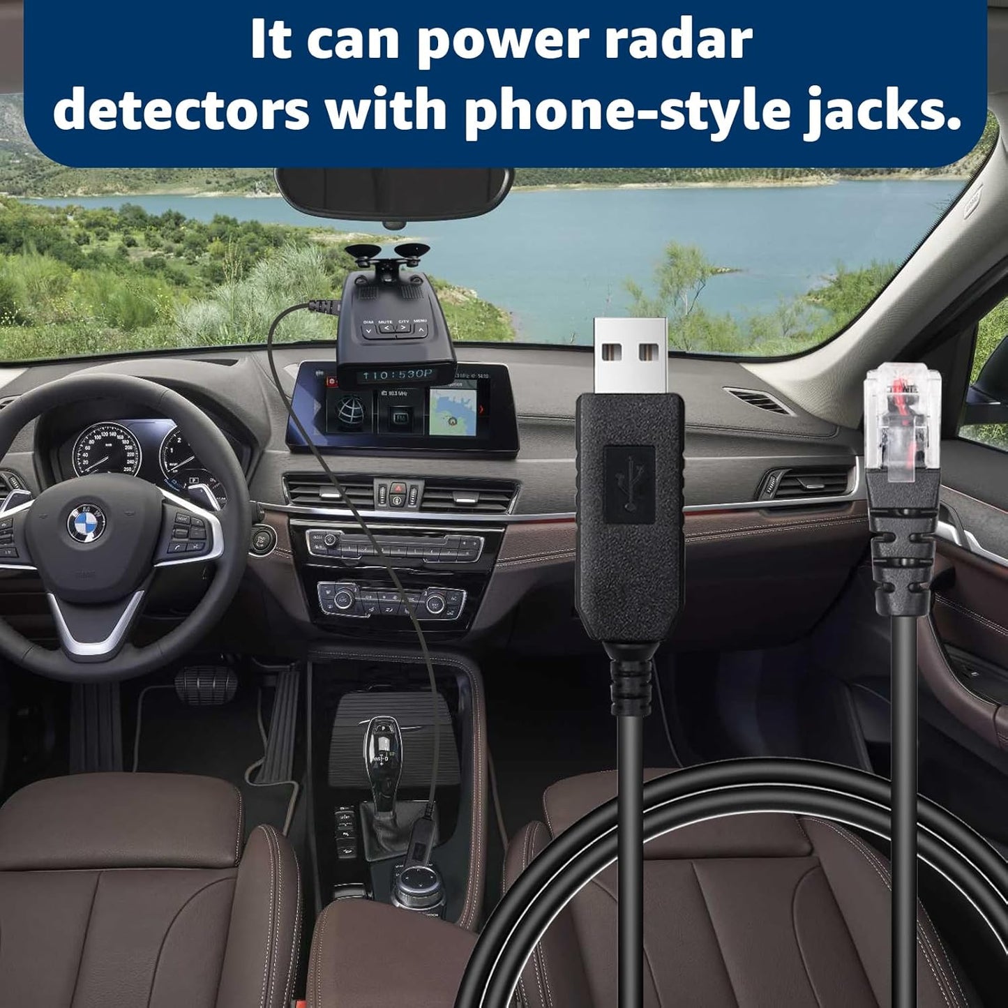 3.3FT USB to RJ11 Plug Cable,Radar Detector Cable Compatible with Escort Uniden Beltronics Radenso XP Cobra Whistler,Replacement Power Cord for Radar Detectors