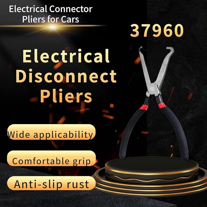 Electrical Disconnect Pliers,Electrical Connector Pliers for Cars,Fuel Line Petrol Clip Pipe, Automotive Hose Disconnect Tools for Push Tab Style Plugs (1*Black60°+1*Black straight)