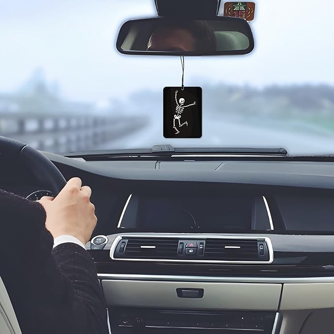 Funny Gothic Skeleton Car Air Freshener 4 Pcs, Humorous Dancing Goth Skull Hanging Scents Air Freshener for Women Men Gifts, Dark Gothic Scented Car Accessories Decor for Room Closet Drawer