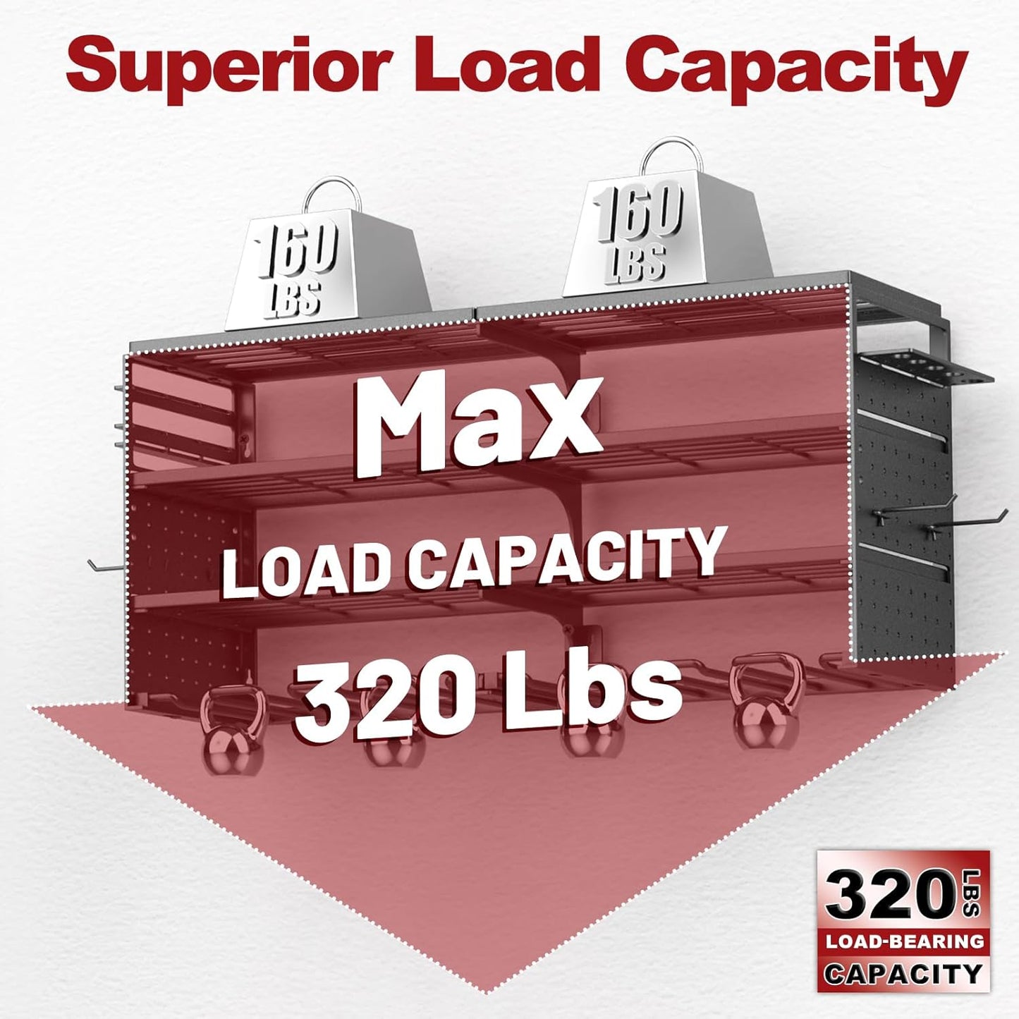 Power Tool Organizer Wall Mount, 4 Tier Tool Storage Rack with 8 Cordless Drill Holders, Heavy Duty Power Tool Shelf for Garage Organization Workshop