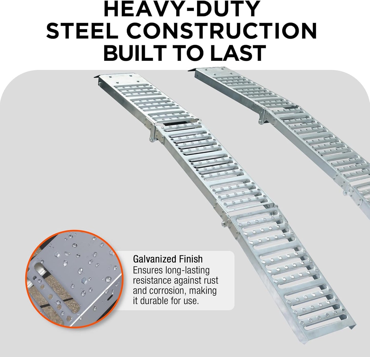 Rockland 72" x 9" Tri-Fold Steel Truck Ramps, 1000 LBS Capacity, Folding Trailer Ramps for Motorcycles, Ebikes, Dirtbikes and ATVs, Heavy Duty Loading Ramps for Trailer Pickup Truck, 2 Pcs