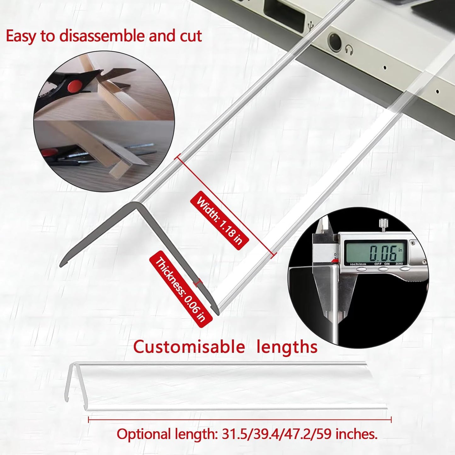 Wall Corner Protector - 4PCS, 59"x1.18" - Self Adhesive Clear Corner Protectors for Walls, Cabinet Doors, Edge Protector Trim; Easy to Install Corner Guards for Walls (150cm x 3cm)