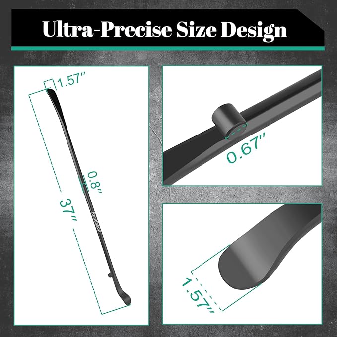 2 PCS Tire Mount and Demount Iron, 34645 Tire Iron, Tire Bars for Semi Tires, Tire Changing Tools, Semi Truck Tire Tools, 37In, 3/4 in, Black