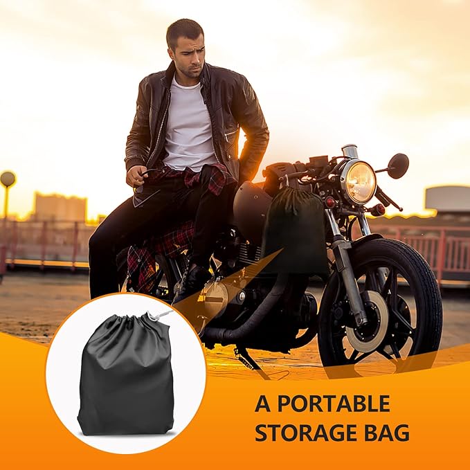 Motorcycle Cover Waterproof Outdoor Storage All Season Universal Weather Rain Snow Sun Winter Durable with Lockhole Night Reflective Black Oxford 116" Extra Large Heavy Duty Touring Protection