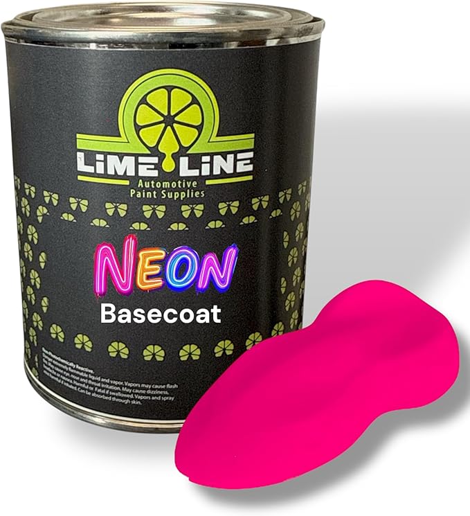 LiME LiNE Automotive Neon Basecoat Paint - Custom Paint for Cars, Trucks and Motorcycles Mix 1:1 with Urethane Reducer (Neon Pink, 1 Quart)