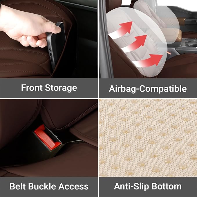 Coverland Custom Fit Car Seat Covers for Truck Compatible with [2007-2014 GMC Sierra 2500HD Extended Cab] Premium Waterproof Non-Slip Interior Seat Protector [Full Set Dark Brown- Size Chart X114]