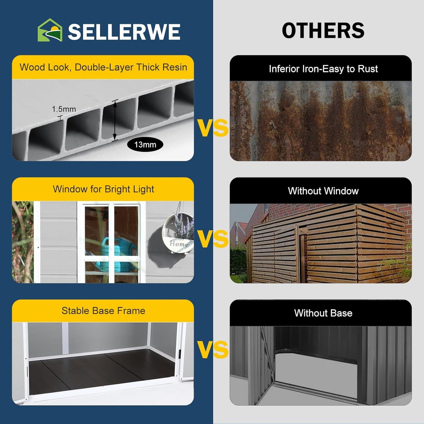 6x3 FT Resin Storage Shed, Waterproof Outdoor Shed with Floor Included, Window, Double Lockable Doors & 2 Vents, Outside Plastic Sheds for Garden Patio Backyard, Grey