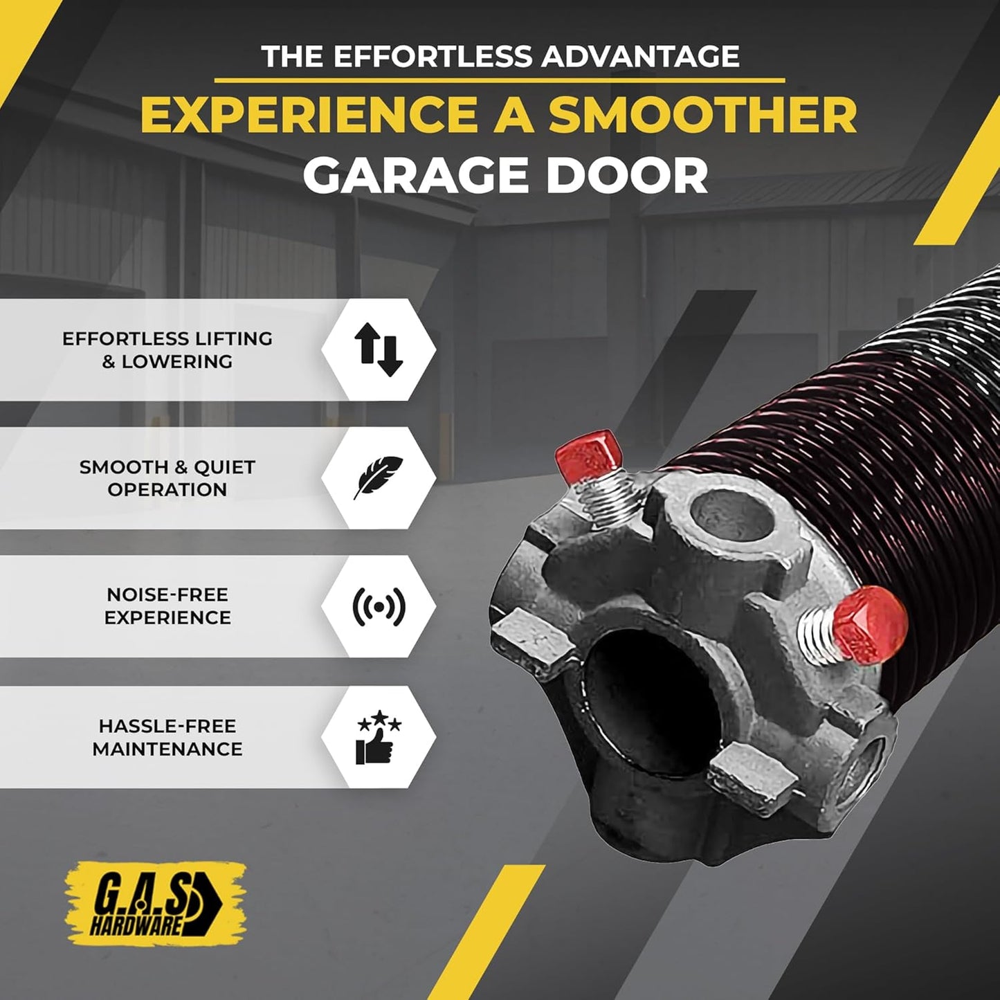 Garage Door Torsion Spring 234x2x27, Includes 1” Steel Bearing, Gloves, Manual and Winding BarsLeft Hand Wound Replacement for Right Side of Garage Doors (Black Cone)