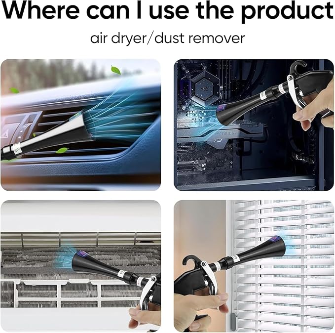 Youzon Tornado Car Cleaning Gun, Air Dryers, Blowers & Blades, Tornado Air Gun, Tornado Dry Cleaning Gun,Use with Air Compressor, Quickly Blowing Out Dirt (2 Nozzle)