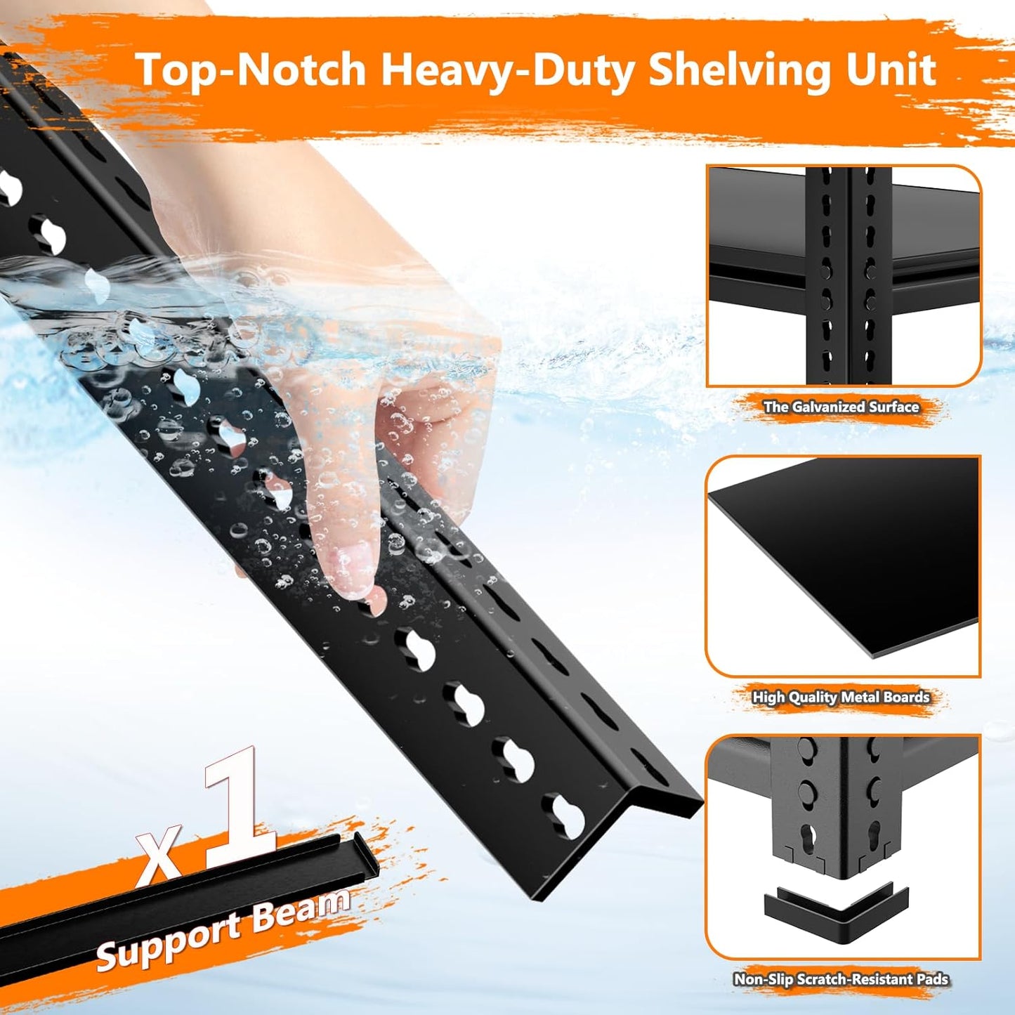 Storage Shelves Heavy Duty 3 PCS, 48"L x 18"W x 72"H Garage Storage Shelves Unit Loads 3700LBS, 5-tier Adjustable Metal Industrial Utility Shelf Rack for Kitchen, Laundry Room, Warehouse, Basement