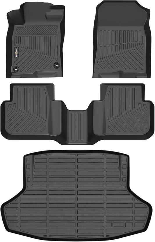 GINOWY-Floor Mats & Cargo Liner for Honda Civic Hybrid Sedan 2025, TPE All Weather Civic Car Floor Mats, Non-Slip Trunk Mat Civic Floor Liners Accessories Black