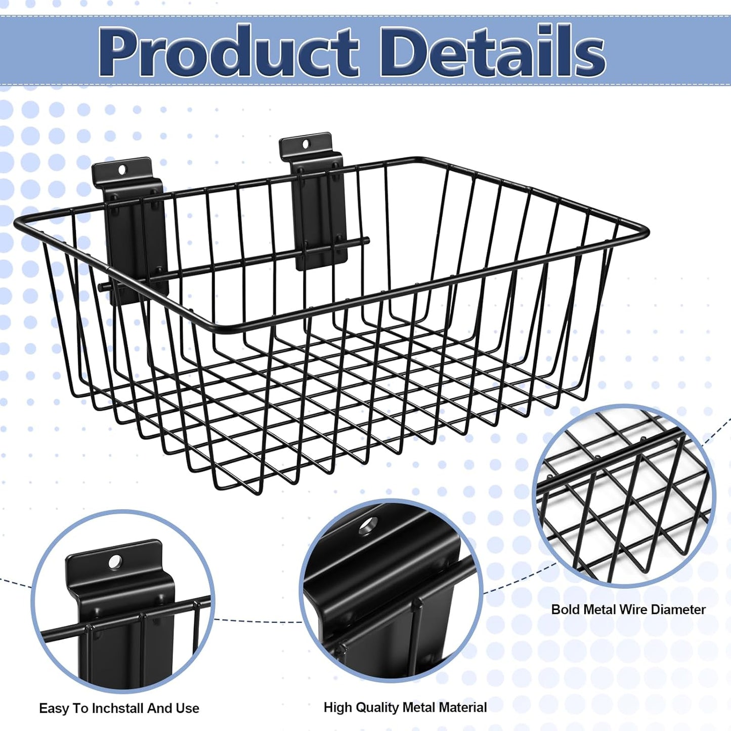 Polmart Heavy Duty Slatwall Basket, 2-Pack