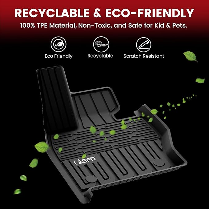 LASFIT Floor Mats & Cargo Mat for Range Rover Sport 2023-2025, TPE All Weather Protection 1st & 2nd Row Rubber Floor Liners for Range Rover Sport Accessories, Black, Easy to Clean