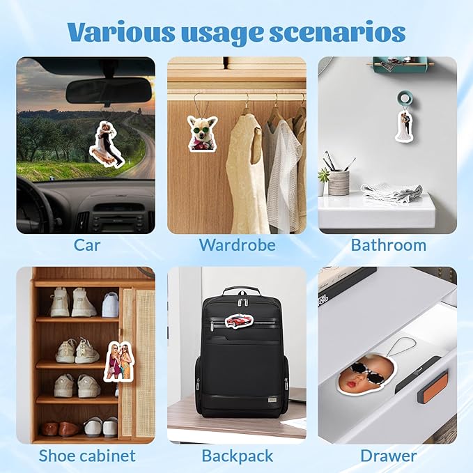 Custom Air Freshener for Car - Double Sided photo Personalized Air Freshener for Car with Multiple Fragrances Decorations for Wardrobe, Bathroom,Hanging Ornaments (Unique Scented Gift) (Alien)