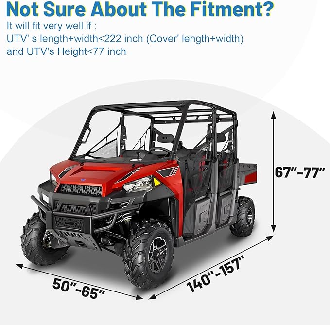 MDPROMCP UTV Cover 4-6 Seater, Windproof Full Cover Compatible with Polaris RZR General UFORCE Talon Mule Teryx 4-Door Durable 420D SXS Side by Side Covers Accessories Parts