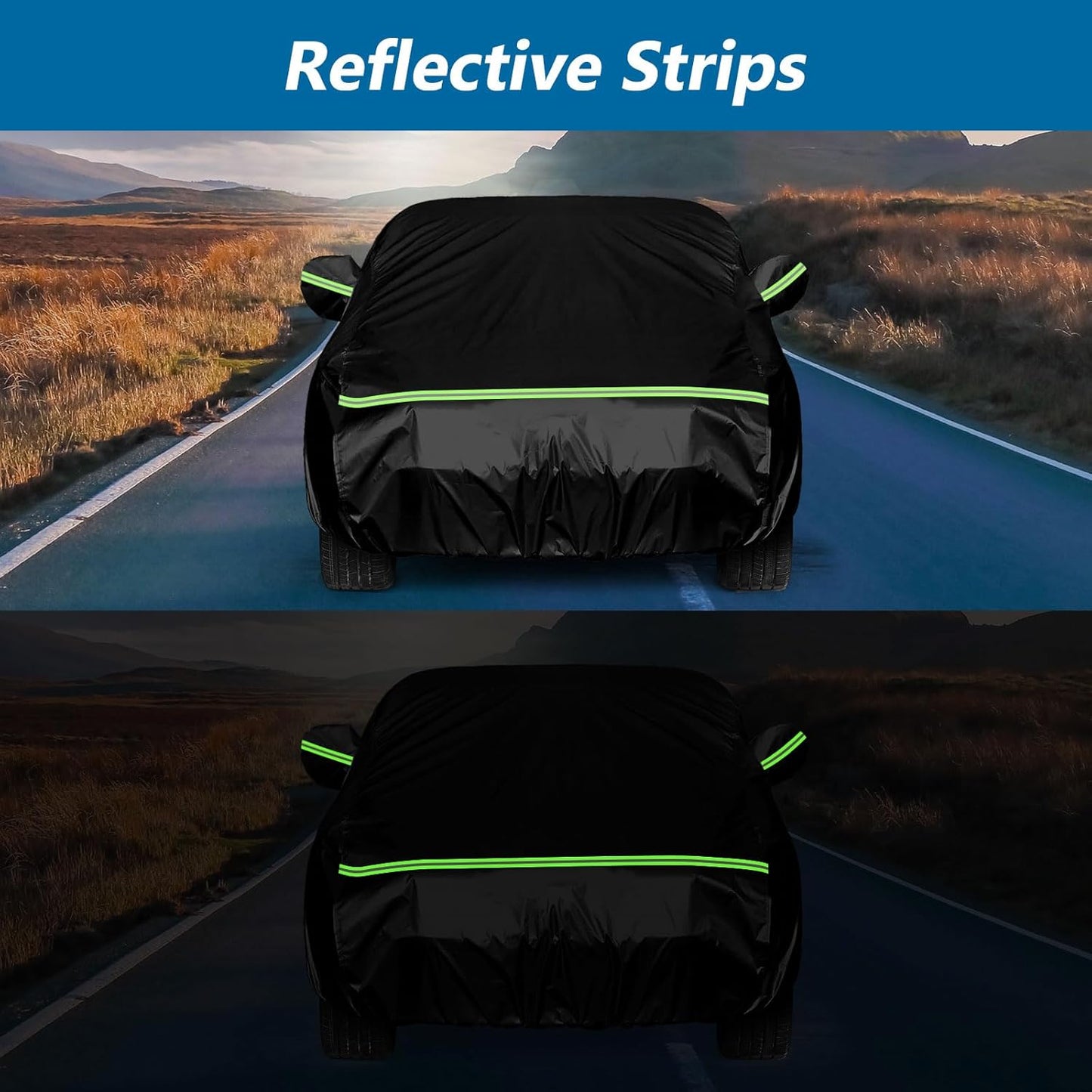 Waterproof Car Covers for 1961-1974 Falcon Club Wagon E-100,Econoline E-100 Van,420D Oxford Cloth Sun Heat Protection Outdoor Full Covers with Driver Side Zipper Windproof Heavy Duty All Weather