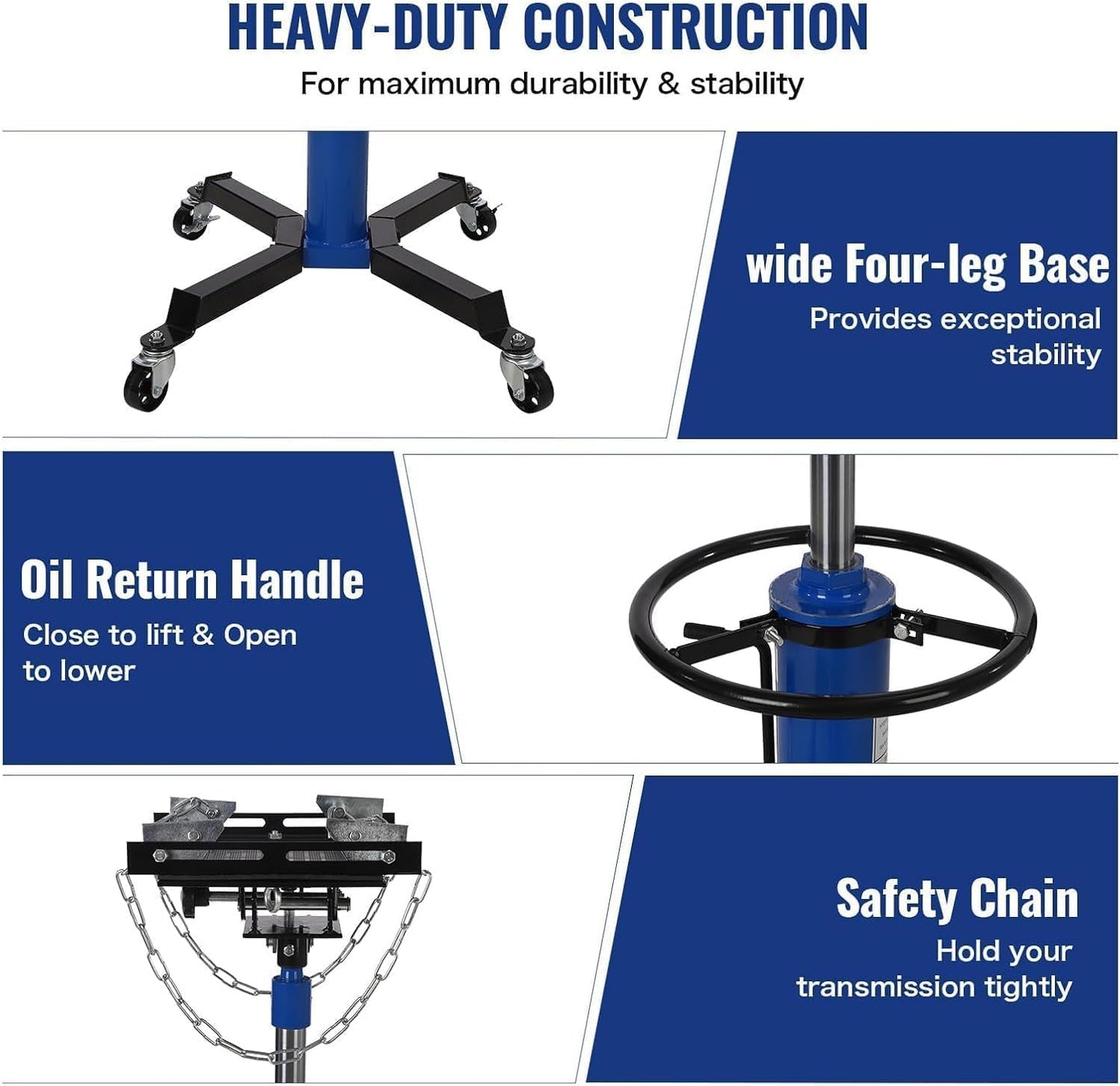 Transmission Jack 1322 LBS Hydraulic Telescoping 2-Stage Lift Jack Stand 33.8"-72.8" High Lift Transmission Jacks with Foot Pedal & 360° Swivel Wheels for for Garage/Workshop Car and Truck Repairs