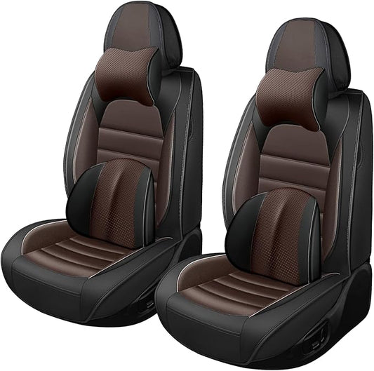 Car Seat Covers for GMC Sierra 1500/2500/3500 Denali SLT AT4 AT4X Base Seat Covers 2008-2025, Waterproof Premium Nappa Leather Seat Protectors(Luxury 2 Seats/Black&Coffee)